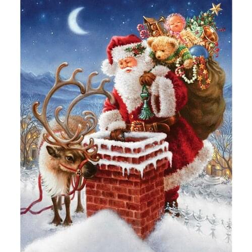 Meian 2020 Santa Claus Embroidery 11CT Kit Needlework Craft Set Cotton Thread Canvas Printed Christmas Gift Home Decor Hot Sell
