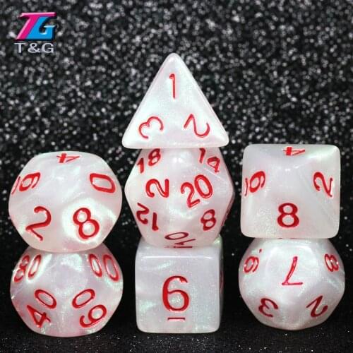 Amazing Glitter Effect High Quality 7pcs/set Dice Set D4,D6,D8,D10,D10%,D12,D20 TRPG Games for DnD D4-D20 Multi Side BoardGame