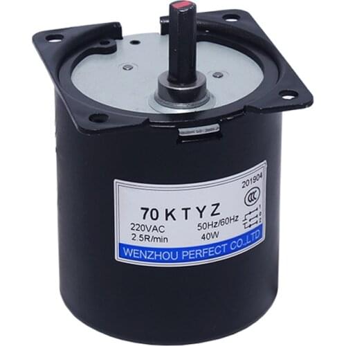 Low Speed Geared Motor 70KTYZ Permanent Magnet Synchronous Motor Adjustable Direction High Torque Low Noise Motor 220V AC 40W