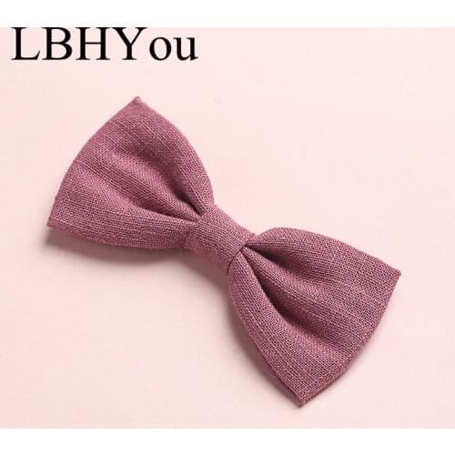 2020 Newest School Girls Soild Cotton Bows Hair Clips Cute Princess Girls Simple Hairpins Hand Tie Hair Accessories