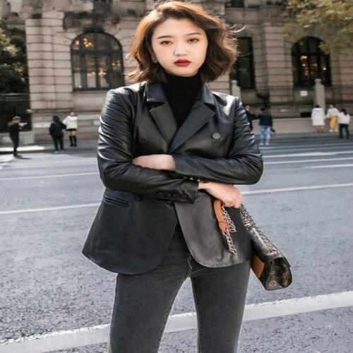Autumn Genuine Leather Jacket Women Clothes 2020 Fashion Streetwear Moto Sheepskin Coat + Belt Chaqueta Mujer 9903 LW732