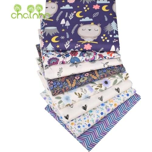 Printed Twill Cotton Fabric,Patchwork Clothes For DIY Sewing Quilting Baby & Childrens Bedding,Shirt Material,Purple Owl Series