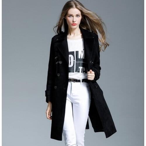 YIYELANZHOU Women's Leather Trench Coats