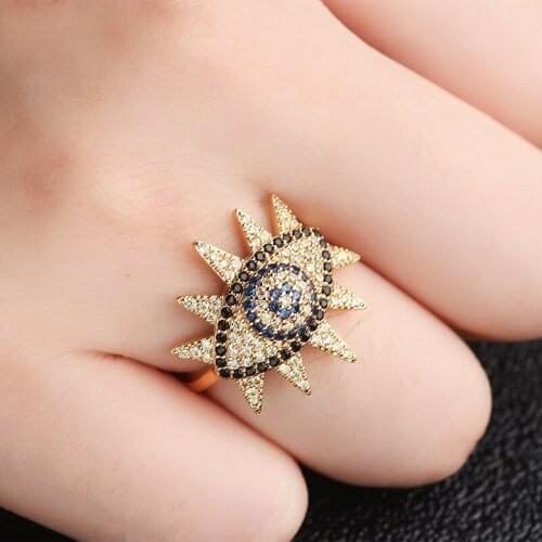 2019 Gold Copper AAA Cubic Zirconia Devils Eyes Rings For Women Fashion Cute Jewelry for Women Gift Open Adjustable Live Rings