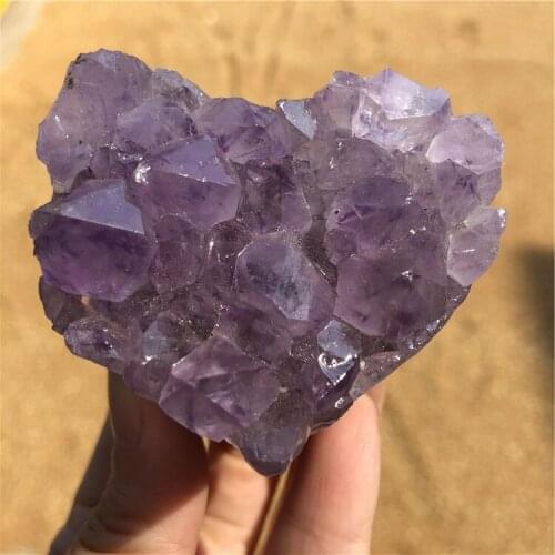 1 big size amethyst geode heart natural stone and minerals healing crystal flower high polished base