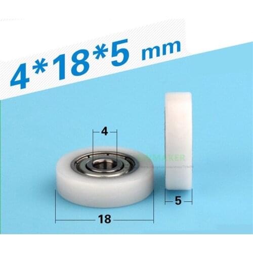 1pcs 4*18*5mm Plane wheel, POM coated nylon wheel, bearing pulley, for DIY door and window wear resistant