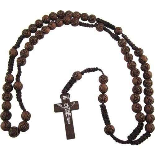 12pcs of Plastic Flower Rose Bead Rope Rosary Knotted Cord Rosario Rosary
