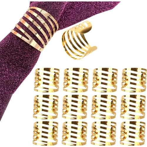 12pcs Table Decoration Hollow Out Wedding Napkin Rings Family Gatherings Back Pattern Napkin Buckle Holder