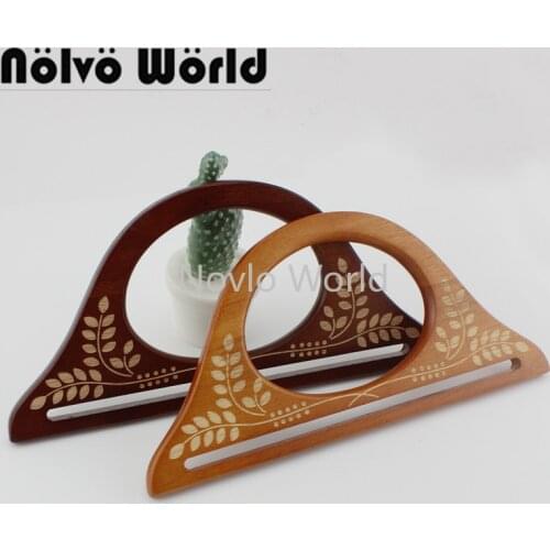 2-10-20 pieces,2 Colors 24.5X11.8cm Carved Solid Wood Handles For Handmade bags,Repair Bag Hanger Purse Laser Cut Wood Handle