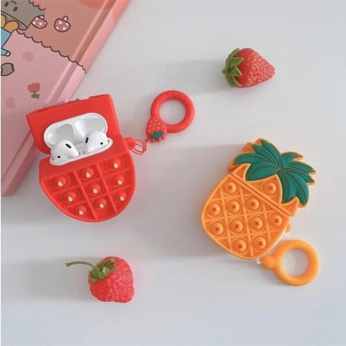 3D Fruit pineapple strawberry Fashion Silicone Soft Headset Case for Apple Airpods 1/2 Cover Wireless Bluetooth Earphone Case