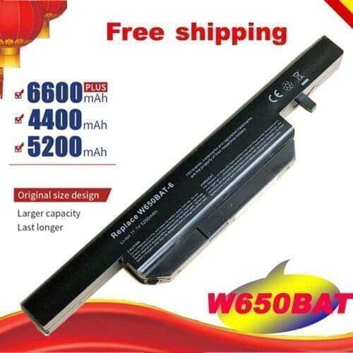 4400 mAh Laptop Battery for Hasee K610C K650D K570N K710C K590C K750D series Clevo W650S W650BAT-6 batterie free shipping
