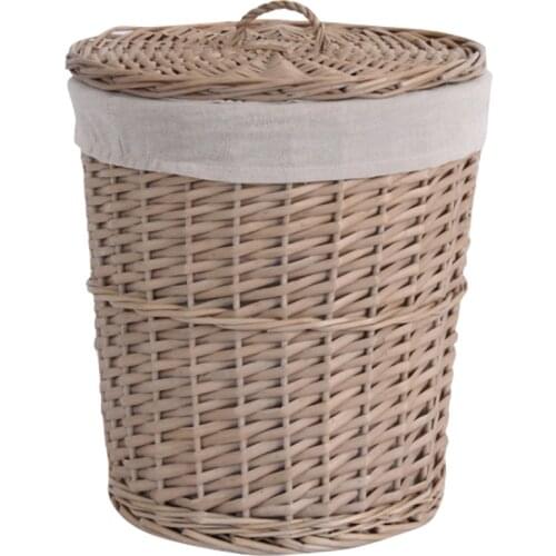 Large Wicker Weave Storage Basket with Lid Dirty Clothes Toy Basket Laundry Basket Hand-Knitted Art