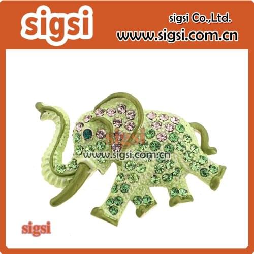 Nice elephant green rhinestone brooch and pins for gift