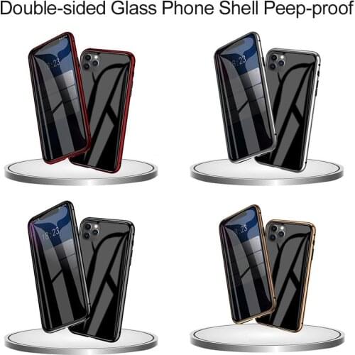 Metal Frame Tempered Glass Case Anti-peep Magnetic Phone Case For IPhone 11 Pro Max Magnetic Adsorption Anti-peep Phone Case