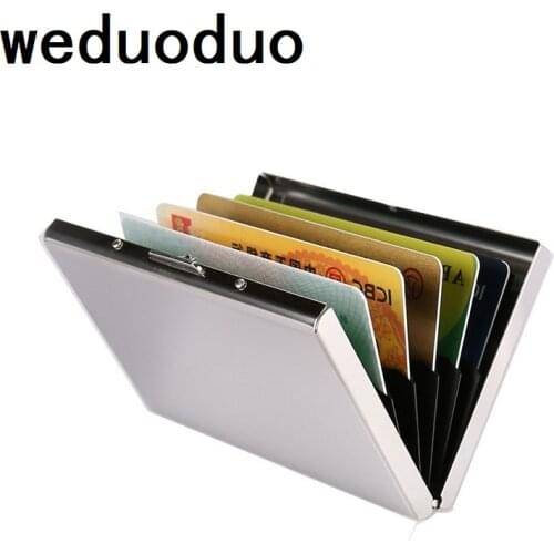 Weduoduo Stainless Steel Credit Card Holder Men Slim Anti Protect Travel ID Cardholder Women Rfid Wallet Metal Case Porte Carte