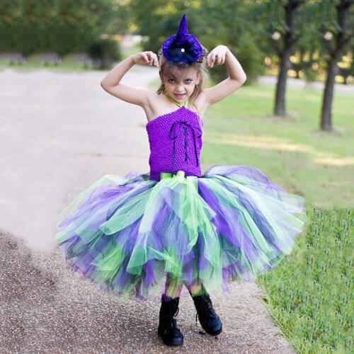 Girls Peacock Purple Tutu Dress Baby Crochet Tulle Dress with Ribbons Kids Birthday Halloween Party Cosplay Costume Dresses