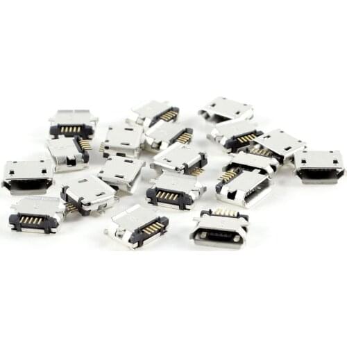IMC Hot 20 Pcs Micro USB Type B Female Socket 180 Degree 5-Pin SMD SMT Soldering Jack