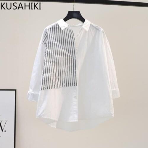 Женские рубашки в полоску KUSAHIKI China At AliExpress