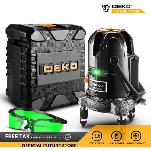 New Arrival DEKO DKLL501 Self-leveling 5 Line 6 Points Horizontal&Vertical Green Laser Level 360 Degrees Outdoor with Receiver