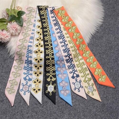 Summer Long Small Silk Scarf Top Women Fashion Hair Band Accessories Design Bag Handle Ribbon Headband Spring Autumn Shirt Tie