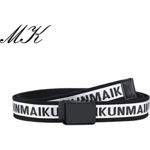 Maikun Men Canvas Belts Casual Harajuku Men Belts Tactical Metal Buckle Men Belts For Jeans Shirts Long Belt