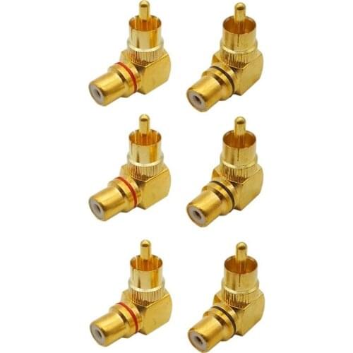 Copper Gold-Plated L-Shaped RCA 90-Degree Male and Female Adapter Wall-Mounted Signal Line Adapter