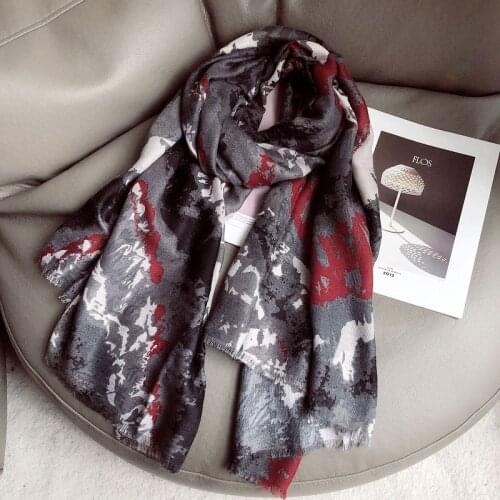 Fashion Winter Luxury Brand Viscose Scarf Van Gogh Oil Painting Fringe Hijab Shawls and Wraps Female Foulards Echarpe Designer