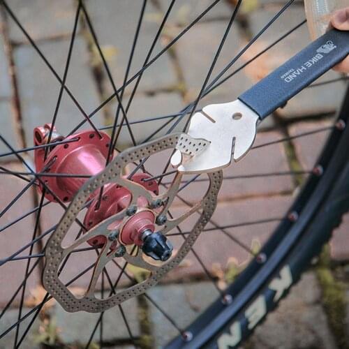 Bicycle Repair Tools Wrench Disc Brake Rotor Alignment Truing Tool Adjustment Durable Stainless Steel Wrench Rubber Handle Tool