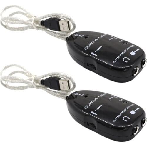 Pack of 2 USB Guitar Link ,Guitar To USB Interface Link Audio Cable Adapter Connector Instrument for PC/MAC Computer Recording