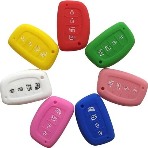 4 button key shell holder set skin silicone key cover for Hyundai Tucson Sonata 2017 2018 i40 Elantra key cover case protector