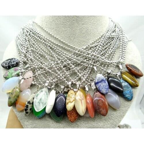 Natural Stone Opal Turquoises Quartz Crystal aventurine Horse Eye pendant for diy Jewelry making necklace Accessories A2