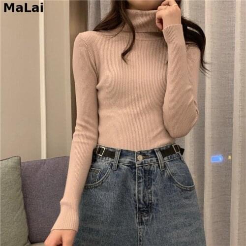 New Autumn Winter Sweater Womens 2021 Slim-Fit Turtleneck Top Woman Sweaters Femme Chandails Pull Hiver Blue Black