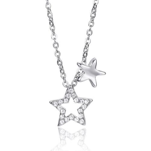New Trendy Five-pointed Star Zircon Rhinestone Pendant Necklaces Female Chain Send Girlfriend Simple Gifts Personalized