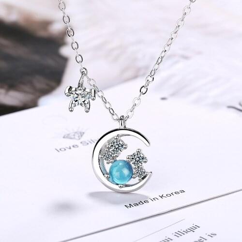 New Trend Sky Blue Round Ball S925 Silver Diamond Moon Stone Five Lucky Star Luxury Bracelet Wedding Shinny Gift For Lady Girl