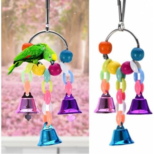 Bird Toys Parrot Hanging Swing Cage Bells Pet Parrot Climb Toys Cockatiel Parakeet Bird Bites Chew Toy
