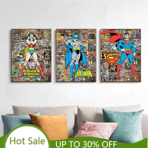Graffiti Art Marvel Wonder Woman Comic Canvas Poster and Painting Print Wall Art Picture for Living Room Cuadros Home Decor