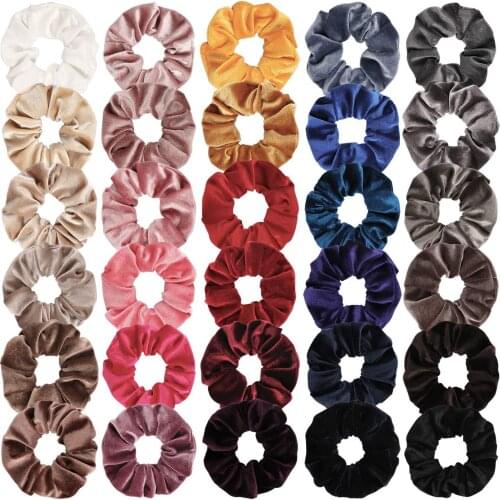 35Colors Korea Velvet Hair Scrunchie Elastic Hair Bands Solid Color Women Girls Headwear Ponytail Holder Ties Hair Accessories