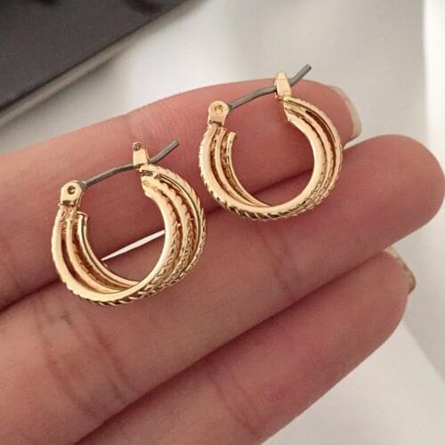 New Fashion Simple Twisted Hoop Earring Gold Color Textured Hoop Earrings for Women Vintage Boho Casual Jewelry Accessories