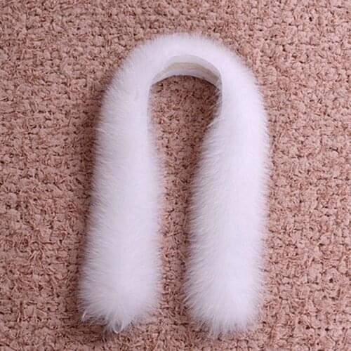 Real Fox Fur Hat Strip White Black Color Fur Collar Cap Fur Collar DIY Decoration Fur Hood Trim Collar