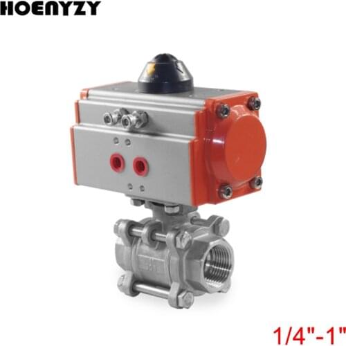 G 1/4" 3/8" 1/2" 3/4" 1" Three piece High Platform Pneumatic Ball Valve Stainless steel 304 Q611F-16P double acting cylinder