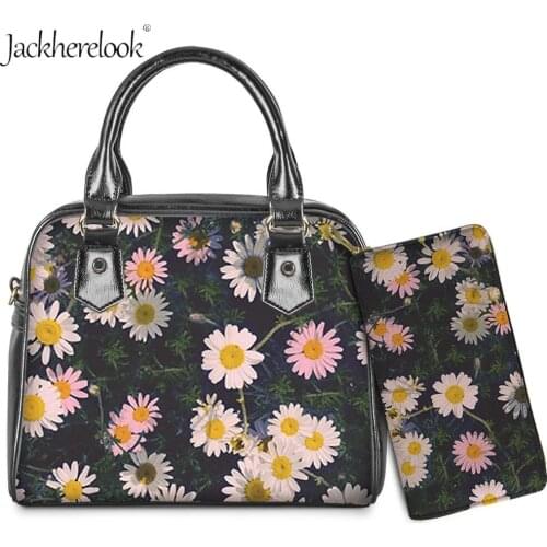Jackherelook Flowers Prints Female Crossbody Bag Card Holder Wallet Set Elegant Women Pu Leather Handbag Coin Purse Bolsos Mujer