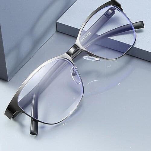 Comfortable Anti-Blue Light Reading Glasses Steel Leather Full Elderly Glasses For the Plastic Frame HD Eyebrow Y6S0