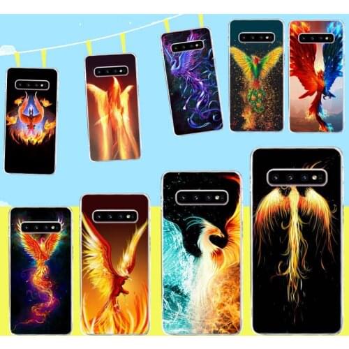 The rising Fire Phoenix bird Art Bling Cute Phone Case for Samsung S9 plus S5 S6 S7 edge S8 S10 plus