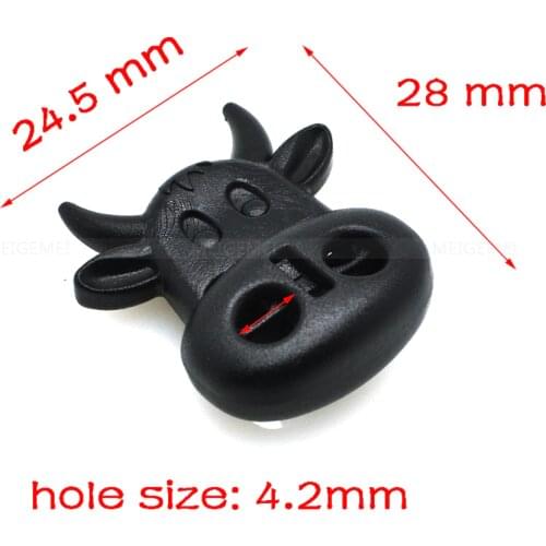 50pcs/pack Cord Lock Stopper Plastic Black Ox Cow Head Style Toggle Clip For Paracord/Necklace Hole Size 4.7mm #C0011-B1