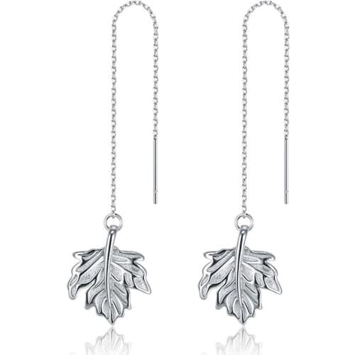 ZEMIOR 925 Sterling Silver Earrings For Women Simple Tassel Maple Leaf Drop Earring Trendy Silver Fine Jewelry New Arrival