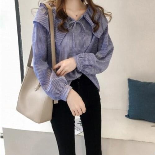 Blouse Women Shirt Fall Wear Long Sleeves Womens Loose Top Peter Pan Collar Blouse Blusas Mujer De Moda