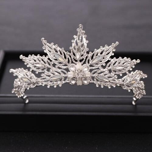 Trendy Silver color Rhinestone Crystal Crown Bridal Tiara Queen Diadem Women Dress Headpieec Hair Jewelry Wedding Accessories