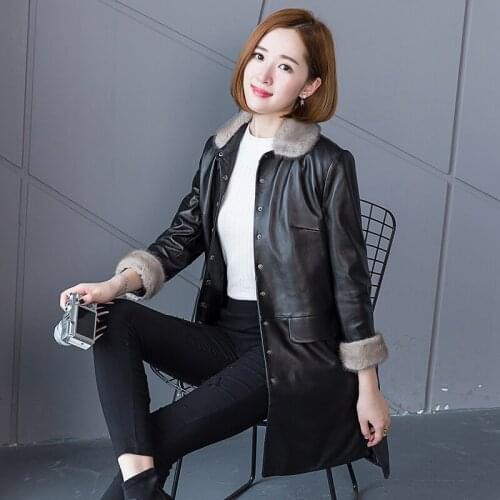 Woman Jacket Winter Clothes Women Real Sheepskin Down Jackets Fur Coat Female Mink Fur Collar Womens Parkas Ropa Mujer LXR578