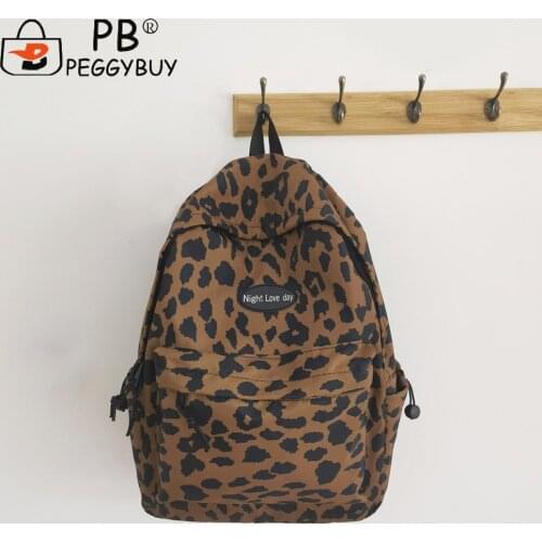 Preppy Style Zebra Leopard Printing Women Backpack Portable Travel Large Capacity Nylon Zipper Students Shoulder Crossbody Bag