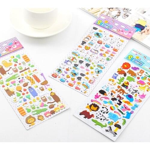 1pack Cartoon Stickers 3D Cute Bubble Stereo Animal Stickers Childrens Birthday Gifts For Boys Girls